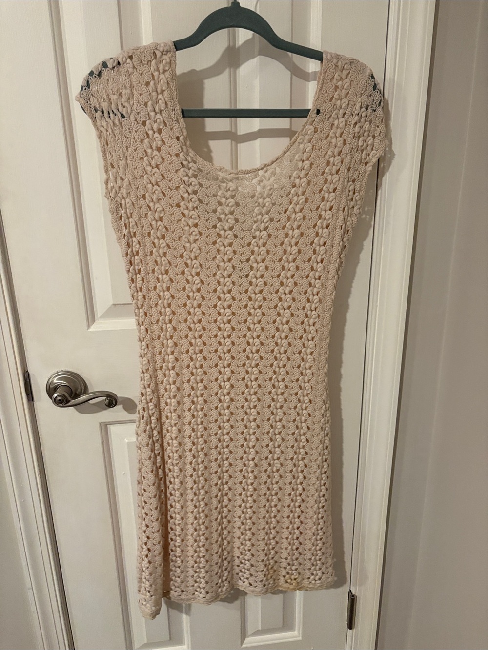 Free People Open-Knit Scoop Neck Dress in Beige